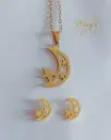 Ensemble collier et boucle d'oreille lune et sa petite étoile 